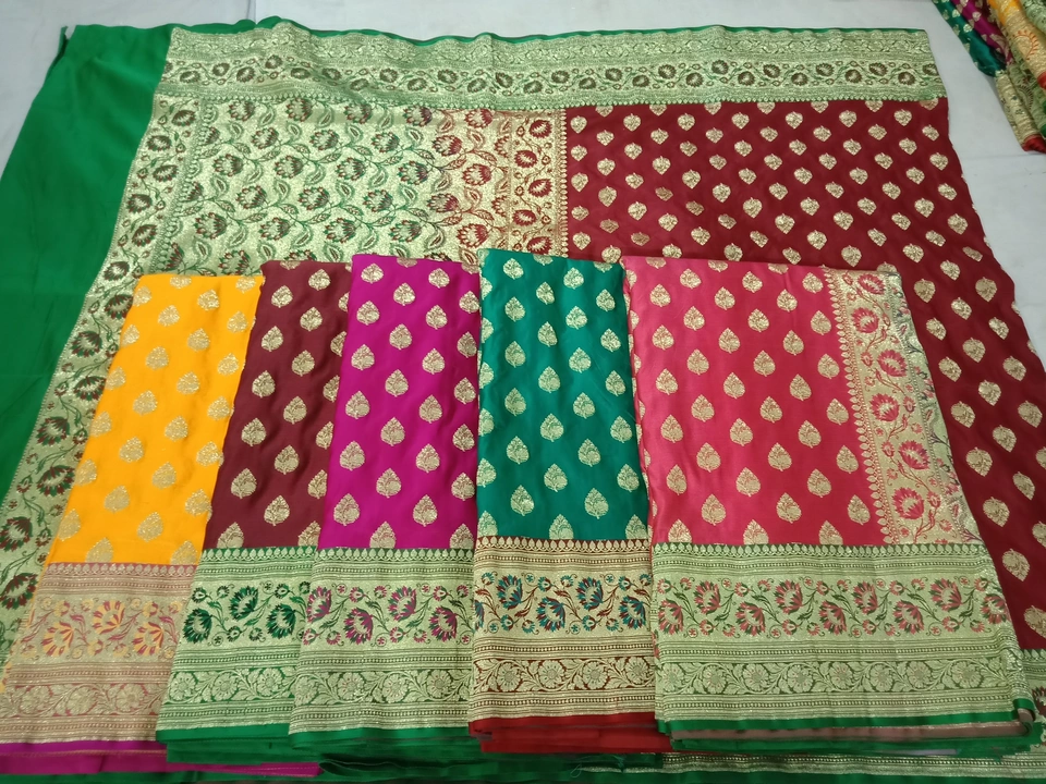 Post image (1) Fabric- Katan Silk 
(2) Fabric type -Satin 
(3) Ocassion- Wedding and Festivals as well Party wear