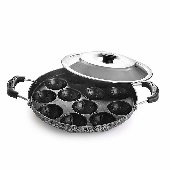 Non-Stick 12 Cavity Grill Appam Maker with Lid & side Handle uploaded by Mahavir Metal Converters on 5/11/2020