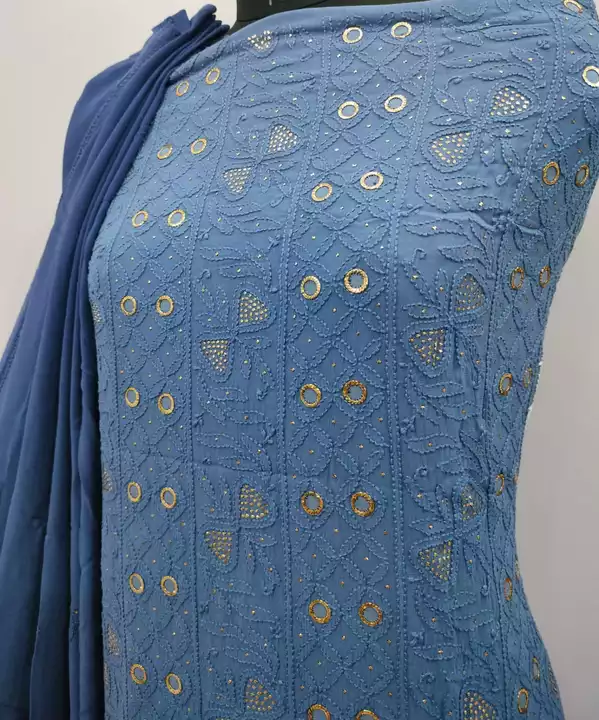 Pure Georgette Chikankari Suit  uploaded by Lucknowi Ada Chikankari Studio on 1/9/2023