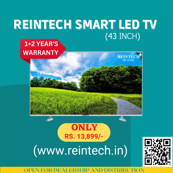 Reintech 43 inch smart led tv with 1+2 year's on-site service warranty  uploaded by Reintech Electronics Pvt Ltd. on 1/9/2023