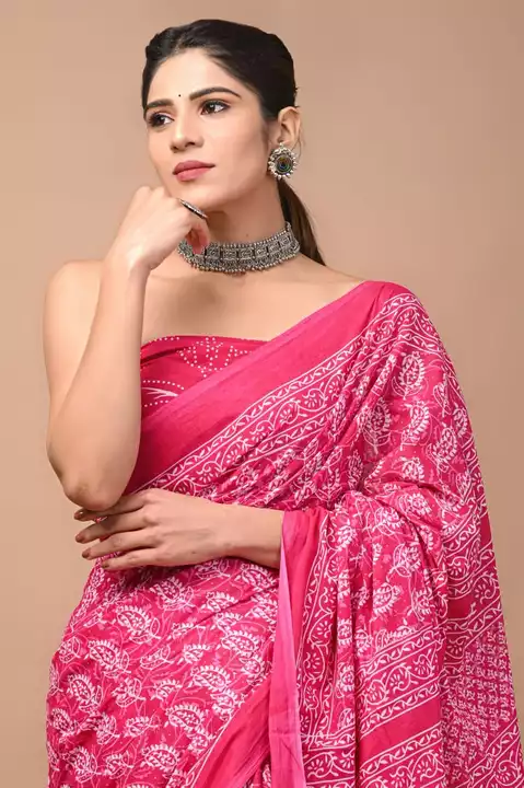 Bagru Block Print cotton mulmul saree with blouse piece  uploaded by The Artisan Krisha on 1/9/2023