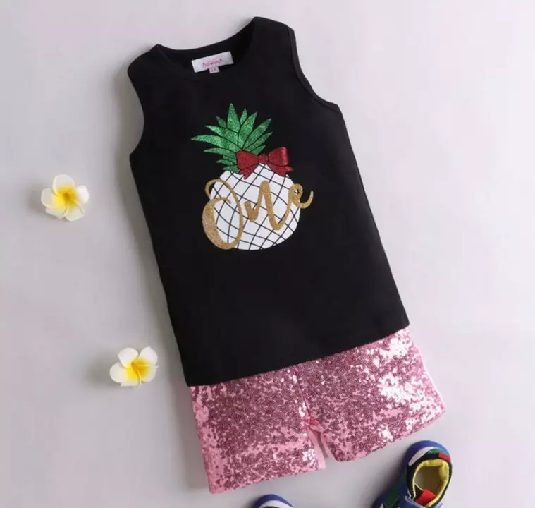 Product image with price: Rs. 350, ID: girls-black-fruit-print-t-shirt-and-short-set-1a0a38fb