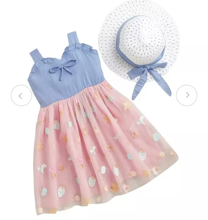 - Girls Pink And Blue
   Embellished Net 
   Net Dress With Hat
   uploaded by business on 1/9/2023