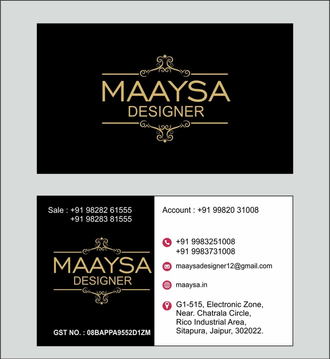 Visiting card store images of Maaysa Designer