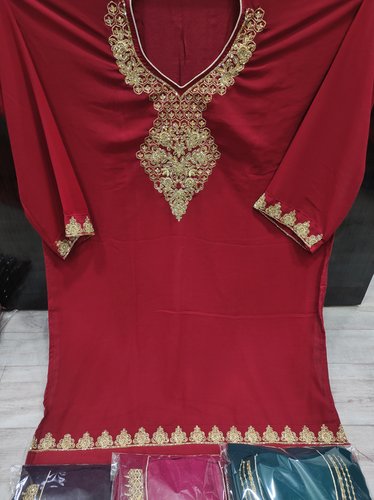 Hand embroidery suit uploaded by Suhail fashion on 5/27/2024