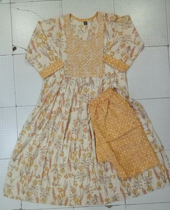 👗*Nayra cut kurty with* *pent set with* *embroidary uploaded by Kirti enterprises on 1/10/2023