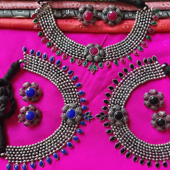 Oxidized stone necklace uploaded by Balaji jewellers on 1/10/2023