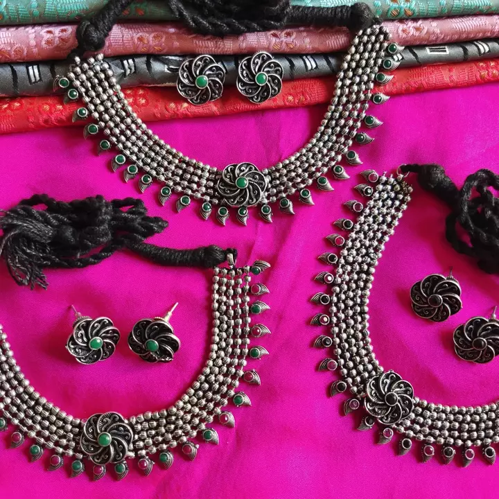 Oxidized stone necklace uploaded by Balaji jewellers on 1/10/2023
