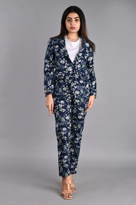 Women Cotton Printed Blazer & Trouser set.. uploaded by business on 1/10/2023