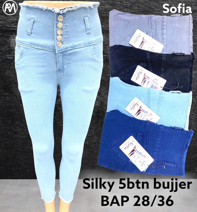 Silky material 5 button jeans uploaded by SOFIA ladies jeans & tshirts on 5/30/2024