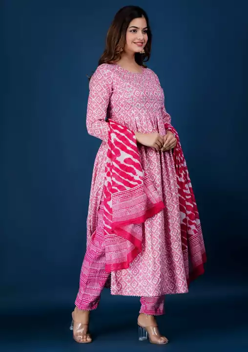 Beautiful Rayon Fabric Embroidered With Printed And Gotta Detailing Nayra Cut With Pant and Dupatta  uploaded by Shree Dayal and Company on 1/10/2023