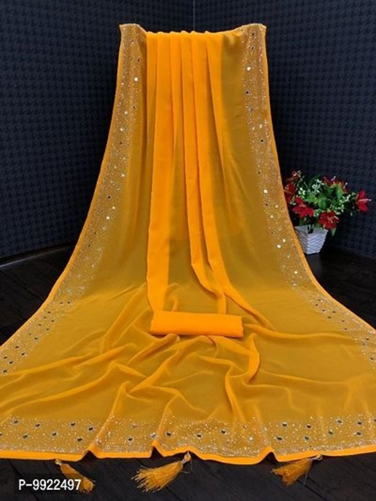 Georgette sarees yellow  uploaded by Charvi fashion on 1/10/2023