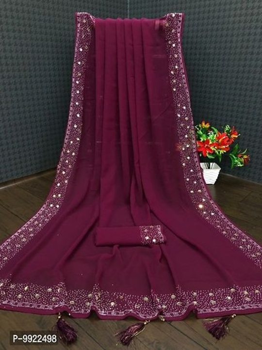 Georgette sarees wine  uploaded by business on 1/10/2023