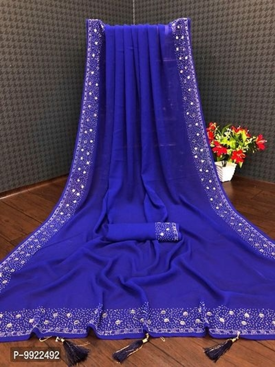 Georgette sarees Blue  uploaded by business on 1/10/2023