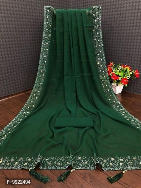 Georgette sarees green  uploaded by Charvi fashion on 1/10/2023