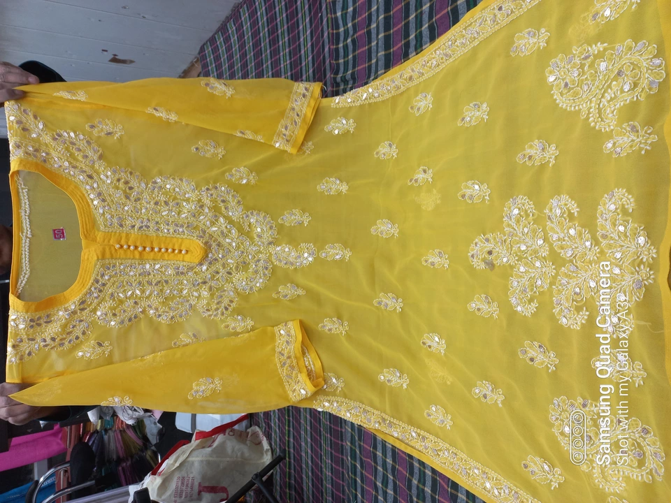 Georgette plus size  chikan kurti with gottapatti  uploaded by Wahid & sons chikan arts on 1/10/2023