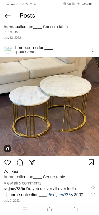 SS CENTER NESTING TABLES SET.   uploaded by N.R Homes Decor  on 5/28/2024
