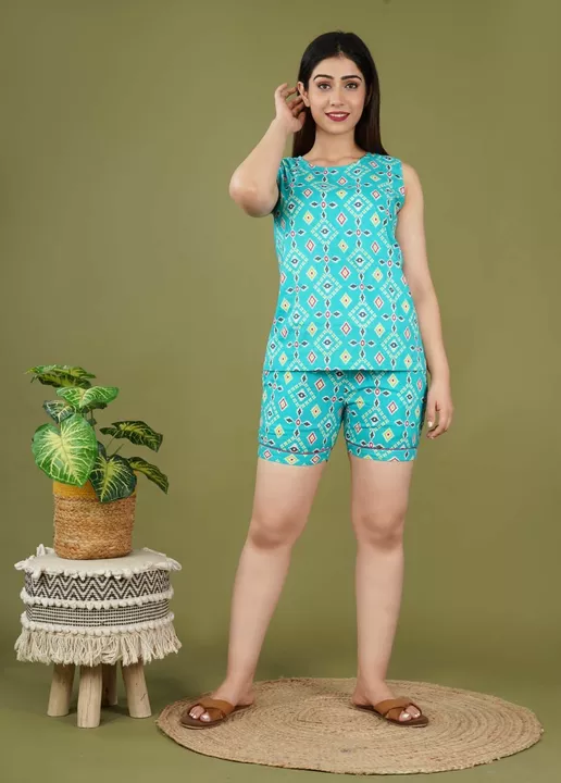 cotton short night suit set uploaded by vaidehi fabtext on 1/10/2023