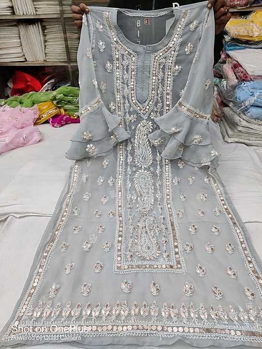 Lucknow chikankari kurti uploaded by AT collection on 2/11/2021