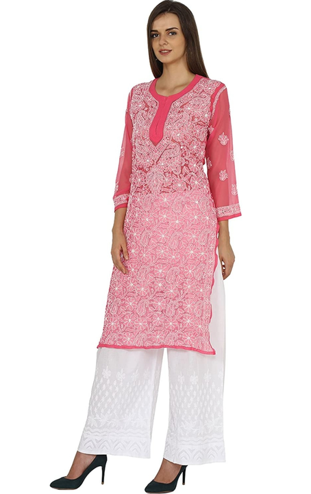 Front allover jaal kurti Georgette  uploaded by Rafi chikan handicrafts on 1/11/2023