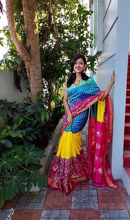 Pochampally ikkat heavy design silk sarees uploaded by business on 2/11/2021