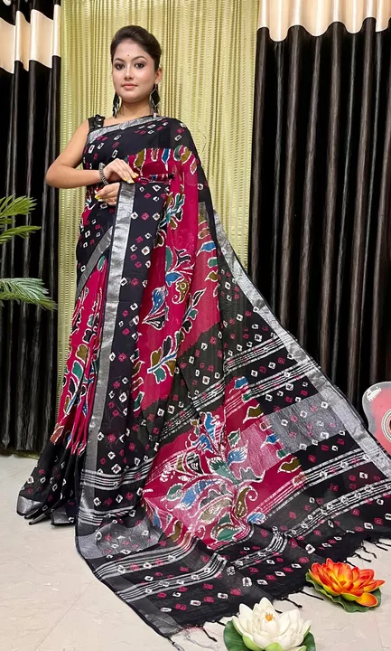 Cotton linen saree  uploaded by business on 1/11/2023