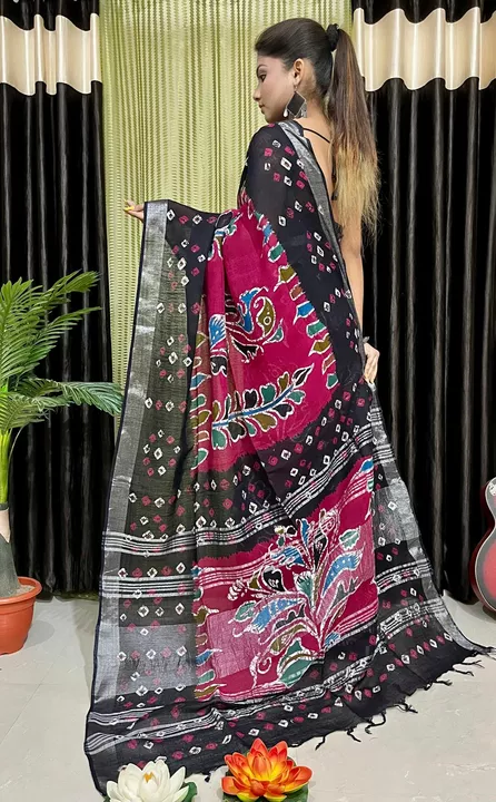 Cotton linen saree  uploaded by Bong saree center on 1/11/2023