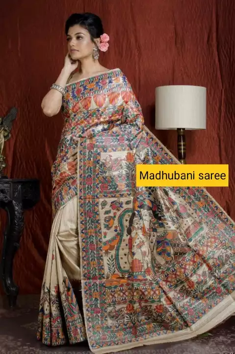 Tasser ghichha half and half Madhubani hands paint tasser silk sarees  uploaded by Piyush hand loom on 6/2/2024