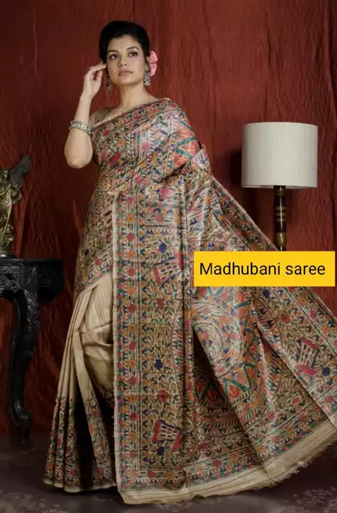 Tasser ghichha half and half Madhubani hands paint tasser silk sarees  uploaded by Piyush hand loom on 1/11/2023