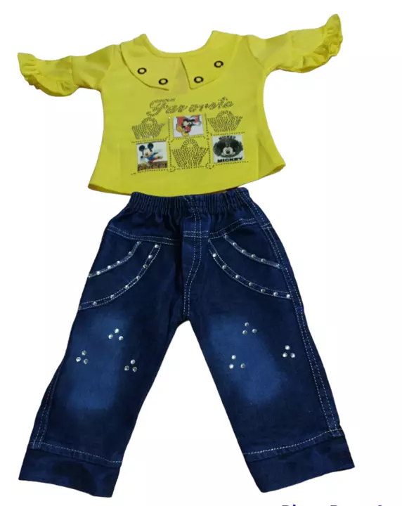 Baby girl jeans capry and designer top uploaded by business on 1/11/2023