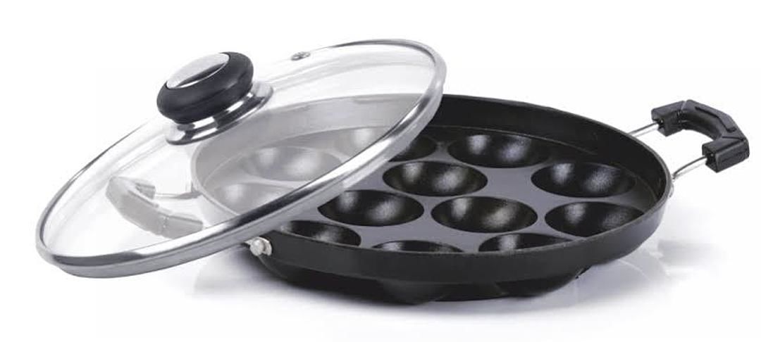 Non-Stick 12 Cavity Appam Maker with Glass lid uploaded by Mahavir Metal Converters on 5/11/2020