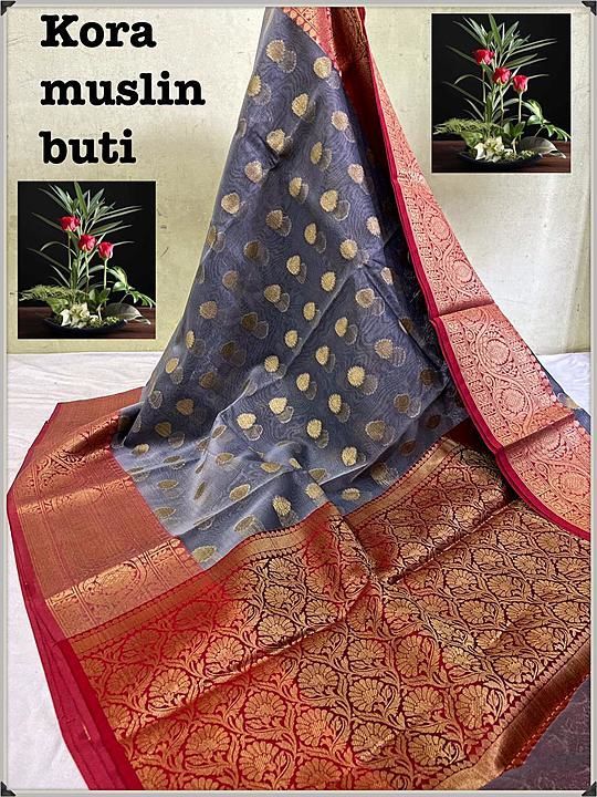 Banarasi Cora zari muslin butti high quality silk saree uploaded by Aashu silk tex on 2/11/2021