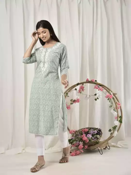 Embroidered Rayon Kurta With Pant uploaded by Shree Dayal and Company on 1/11/2023