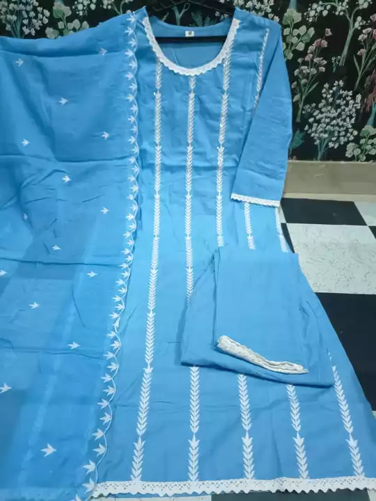 Beautiful Cotton Fabric Straight kurti Pant With Malmal Dupatta uploaded by Shree Dayal and Company on 1/11/2023