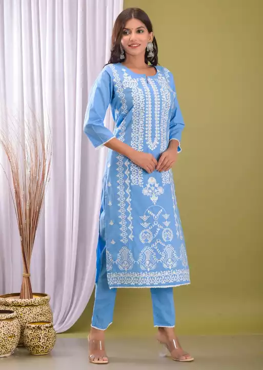 Beautiful Cotton  Fabric Straight kurti Pant With Malmal Dupatta uploaded by Shree Dayal and Company on 1/11/2023