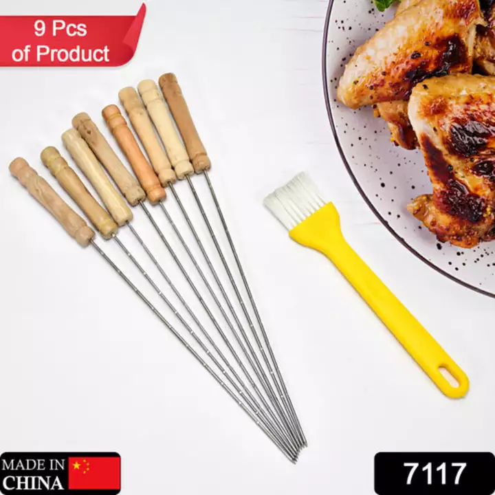 7117 Barbecue Skewers for BBQ Tandoor & Brush For Kitchen Use uploaded by DeoDap on 1/12/2023