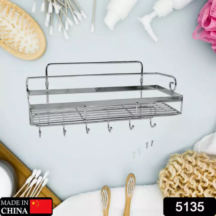 5135 Stainless Steel Chrome Finish Silver Wall Mount Multi Purpose Bathroom Shelf uploaded by DeoDap on 1/12/2023