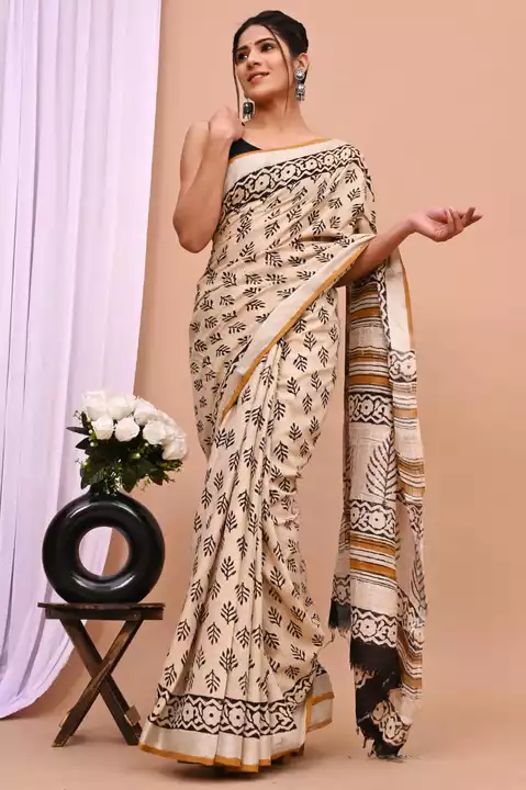 Cotton linen saree  uploaded by business on 1/12/2023