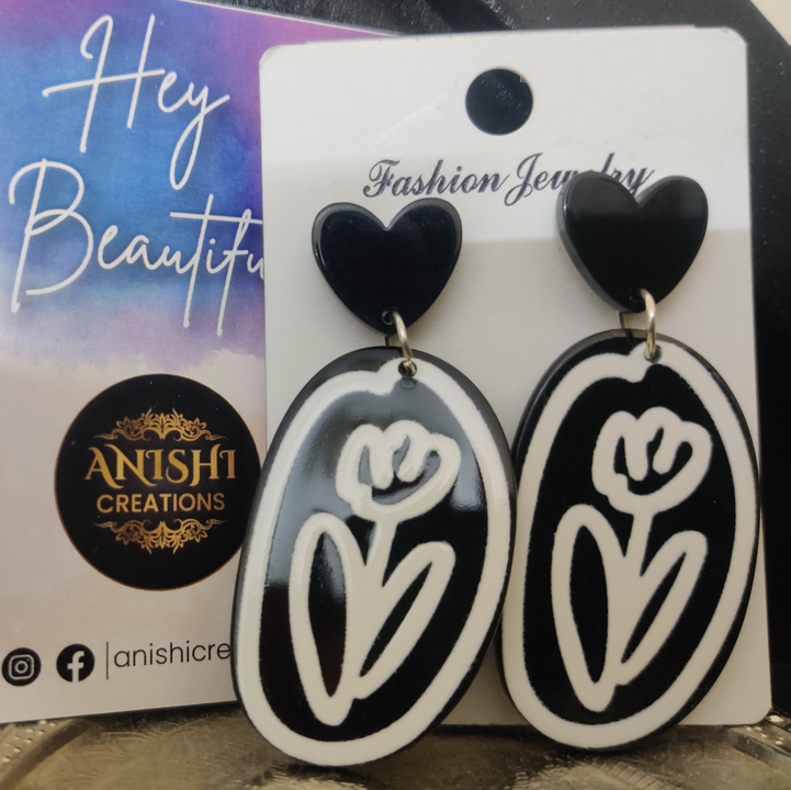 Black and white classy earrings  uploaded by Anishi Creations on 1/12/2023