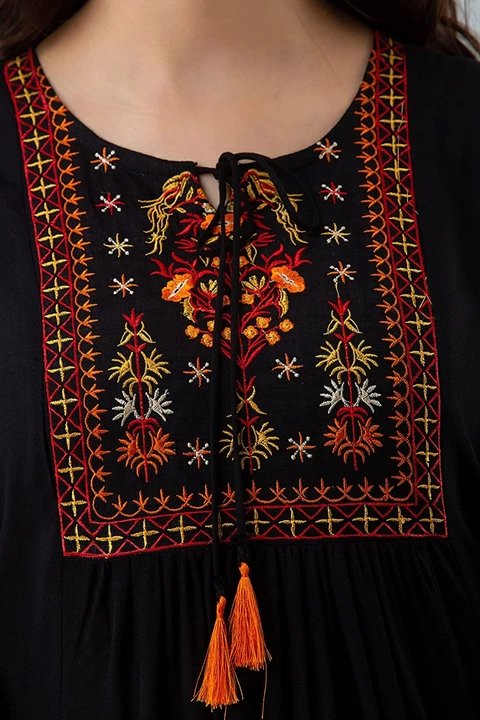 Black Rayon Tunic with Embroidery work uploaded by Deep Enterprise on 1/12/2023