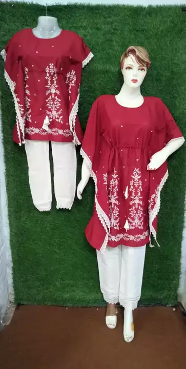 Latest new design Launch  Kaftan with crouched lace with chicken embroidery beautiful mom daughter  uploaded by Shree Dayal and Company on 1/12/2023