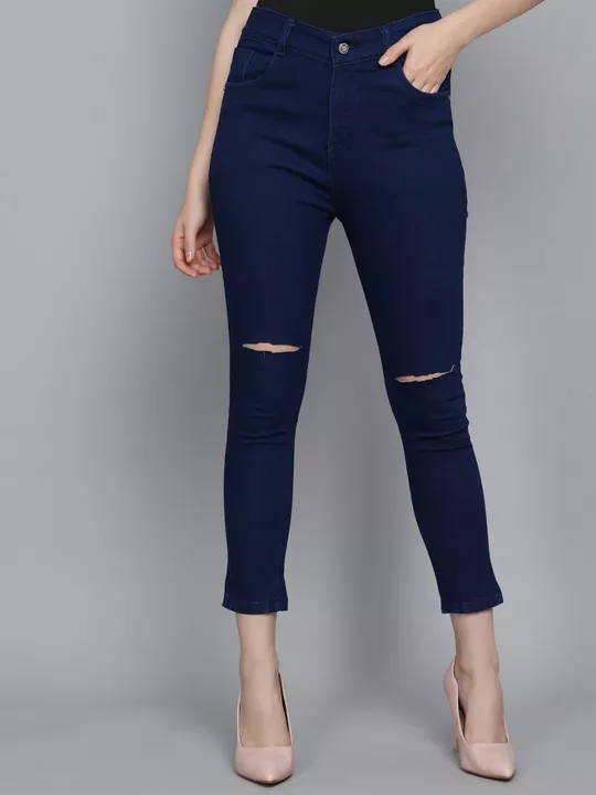 M Moddy Stretchable Ankle Length Slim Fit Knee Cut Women HW (Blue) Jeans [515] uploaded by Bhagwati Sales Corporation on 1/12/2023