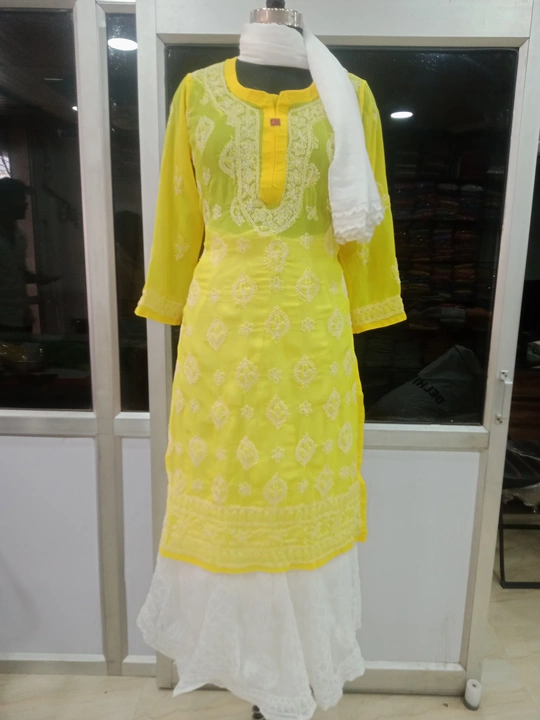 Lucknowi chikankari suits uploaded by Mahira Chikan Art on 1/12/2023
