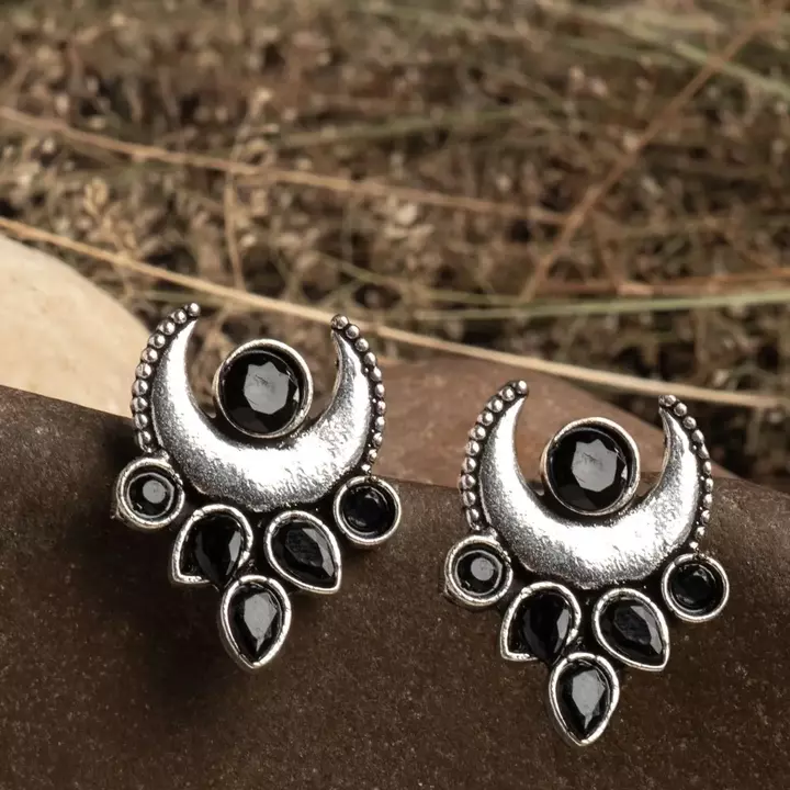 Silver lookalike brass stone earrings  uploaded by Deepsha Jewellery on 1/12/2023
