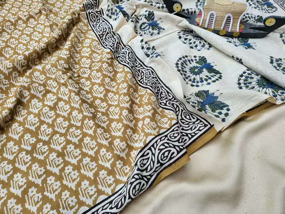 Post image handblock soft cotton saree with vegetable clrs