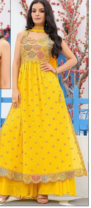Nyra-Cut Full Length Gown With Dupatta And Plazo  uploaded by Woow Looks on 1/12/2023