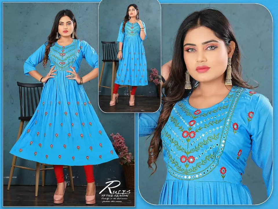 Long Ghera Fancy Work Kurtis 290/- All Xl Xxl uploaded by Radha Creation , Maira sales for Readymade items on 1/12/2023