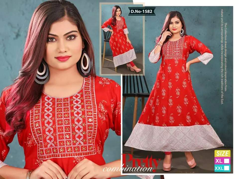 Long Ghera Fancy Work Kurtis 290/- All Xl Xxl  uploaded by Radha Creation , Maira sales for Readymade items on 1/12/2023