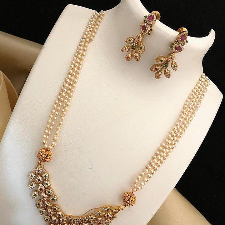 Pearl mala AD stone set uploaded by 4M Jewellery on 2/12/2021