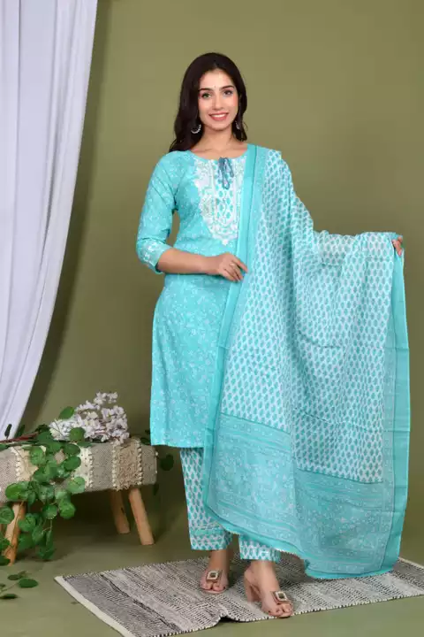 Cotton 60 60 Kurti Pant With Dupatta  uploaded by Ln Textile on 1/13/2023